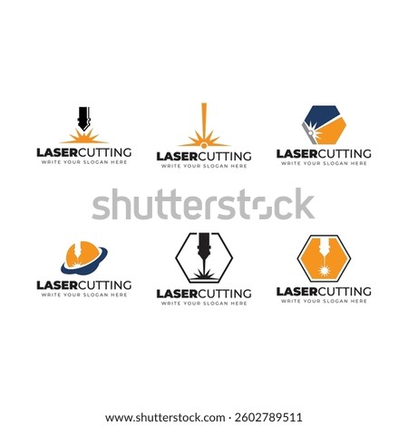 Laser Cutting Machine Logo Design Icon Vector Illustration, CNC Laser Machine Head logo, Laser Engraving Machine.