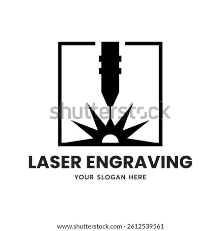Laser Cutting Machine Logo Design Icon Vector Illustration, CNC Laser Machine Head logo, Laser Engraving Machine.