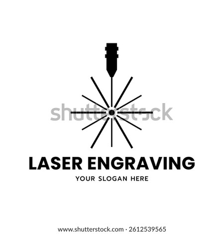 Laser Cutting Machine Logo Design Icon Vector Illustration, CNC Laser Machine Head logo, Laser Engraving Machine.
