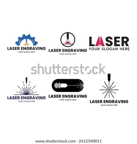 Laser Cutting Machine Logo Design Icon Vector Illustration, CNC Laser Machine Head logo, Laser Engraving Machine.