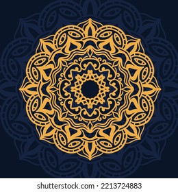 Laser cutting mandala. Golden floral pattern. Oriental silhouette ornament. Vector coaster design.