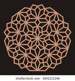 Laser cutting mandala. Oriental silhouette ornament. Circular ornament. Round lattice. Coaster design. Vector template for paper cutting, metal, plywood and woodcut.