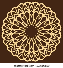 Laser cutting mandala. Oriental silhouette ornament. Vector coaster design.