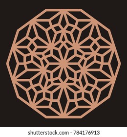 Laser cutting mandala. Oriental silhouette ornament. Circular ornament. Round lattice. Vector template for paper cutting, metal, plywood and woodcut.