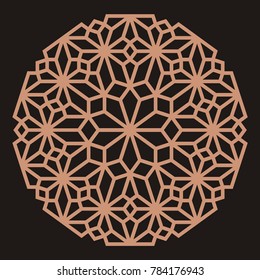 Laser cutting mandala. Oriental silhouette ornament. Circular ornament. Round lattice. Vector template for paper cutting, metal, plywood and woodcut.