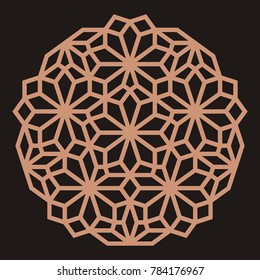 Laser cutting mandala. Oriental silhouette ornament. Circular ornament. Round lattice. Vector template for paper cutting, metal, plywood and woodcut.