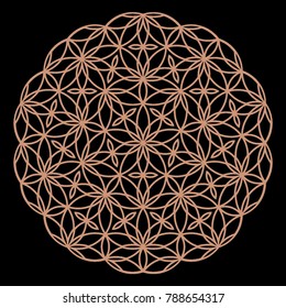 Laser cutting mandala. Oriental silhouette ornament. Circular ornament. Round lattice. Vector template for paper cutting, metal, plywood and woodcut.