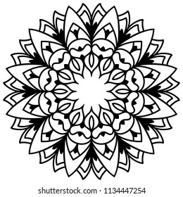 Laser cutting mandala. Vector flower for coloring book. Floral ornament for antistress adult drawing. Complex design.