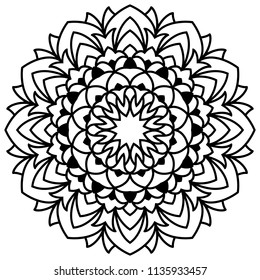 Laser cutting mandala. Vector flower for coloring book. Floral ornament for antistress adult drawing. Complex design.