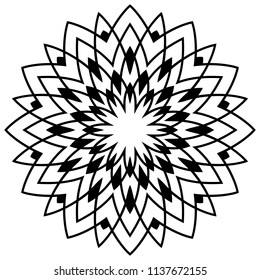 Laser cutting mandala. Vector flower for coloring book. Floral ornament for antistress adult drawing. Complex design.