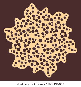 Laser cutting mandala. Wooden flower. Dotted wood mandala. Boho concept. Golden floral pattern. CNC silhouette ornament. Vector coaster lasercut design. Plywood. Dotted design. Laser cutting flower.