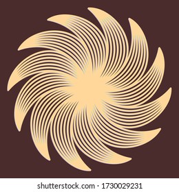 Laser cutting mandala. Wooden linocut flower. Boho concept. Golden floral pattern. CNC silhouette ornament. Vector coaster lasercut design. Flower for woodcut, papercut. Plywood. Linocut leaves