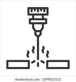 Laser Cutting Outline Icon Vector Illustration