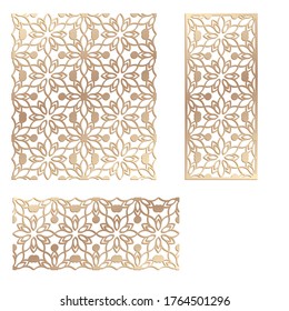 Laser cutting panel. Decal. Fence. Veneer vector. Plywood laser cutting floral design. Room divider. Seamless pattern for silhouette stamps. Stencil lattice ornament for laser cutting. Home screen.