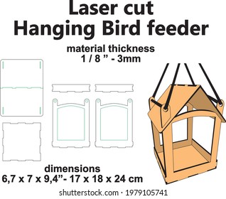 Laser cutting pattern Hanging bird feeder Laser cut template vector design woodwork mdf 3mm wood plywood acrylic 