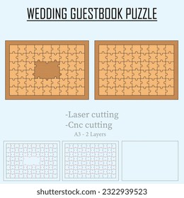 laser cutting puzzle, wedding guestbook