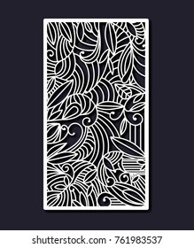 laser cutting rectangular frame with foliage design in dark blue color background