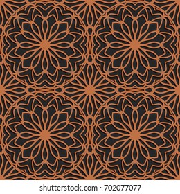 Laser cutting seamless pattern. Tapestry panel. Jigsaw die cut ornament. Lacy cutout silhouette stencil. Fretwork floral screen. Vector template for paper cutting, metal and woodcut.