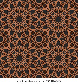 Laser cutting seamless pattern. Tapestry panel. Jigsaw die cut ornament. Lacy cutout silhouette stencil. Fretwork floral screen. Vector template for paper cutting, metal and woodcut.