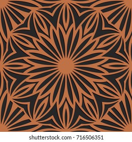 Laser cutting seamless pattern. Tapestry panel. Jigsaw die cut ornament. Lacy cutout silhouette stencil. Fretwork floral screen. Vector template for paper cutting, metal and woodcut.