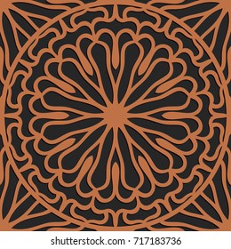 Laser cutting seamless pattern. Tapestry panel. Jigsaw die cut ornament. Lacy cutout silhouette stencil. Fretwork floral screen. Vector template for paper cutting, metal and woodcut.