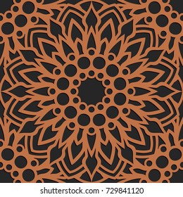 Laser cutting seamless pattern. Tapestry panel. Jigsaw die cut ornament. Lacy cutout silhouette stencil. Fretwork floral screen. Vector template for paper cutting, metal and woodcut.