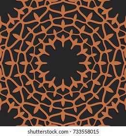 Laser cutting seamless pattern. Tapestry panel. Jigsaw die cut ornament. Lacy cutout silhouette stencil. Fretwork floral screen. Vector template for paper cutting, metal and woodcut.