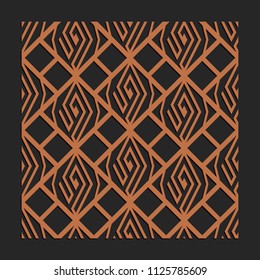 Laser cutting seamless tile. Greek meander panel. Jigsaw die cut ornament. Lacy cutout silhouette stencil. Fretwork maze pattern. Vector template for paper cutting, metal and woodcut