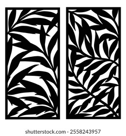 laser cutting set vector illustration of wood, floral trellis