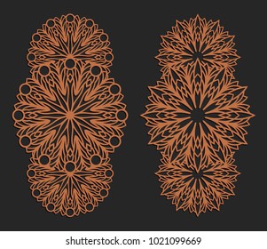 Laser cutting set. Wall panels. Jigsaw die cut ornaments. Lacy cutout silhouette stencils. Fretwork floral patterns. Vector template for paper cutting, metal and woodcut.