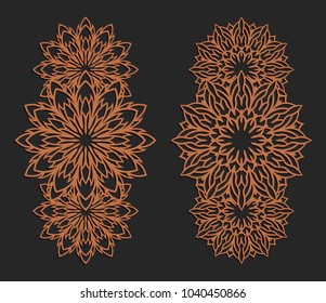 Laser cutting set. Wall panels. Jigsaw die cut ornaments. Lacy cutout silhouette stencils. Fretwork floral patterns. Vector template for paper cutting, metal and woodcut.