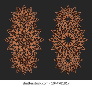 Laser cutting set. Wall panels. Jigsaw die cut ornaments. Lacy cutout silhouette stencils. Fretwork floral patterns. Vector template for paper cutting, metal and woodcut.
