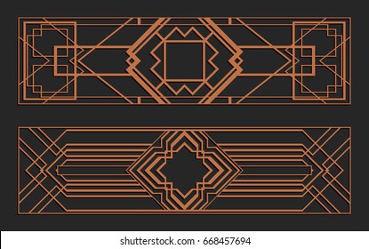 Laser Cutting Set. Wall Panels. Jigsaw Die Cut Ornaments. Art Deco Cutout Silhouette Stencils. Fretwork Patterns. Vector Template For Paper Cutting, Metal And Woodcut.