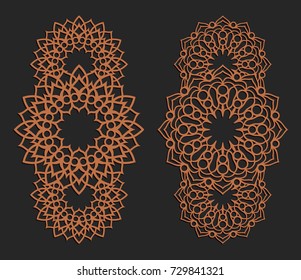 Laser cutting set. Wall panels. Jigsaw die cut ornaments. Lacy cutout silhouette stencils. Fretwork floral patterns. Vector template for paper cutting, metal and woodcut.