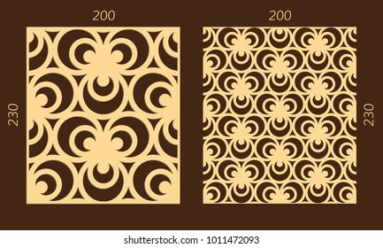 Laser cutting set. Woodcut vector trellis panel. Plywood lasercut eastern design. Hexagonal seamless pattern for printing, engraving, paper cutting. Stencil lattice ornament.