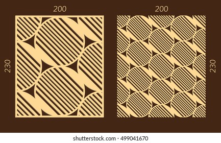 Laser cutting set. Woodcut vector panel. Plywood lasercut geometric design. Hexagonal seamless pattern for printing, engraving, paper cutting. Stencil ornament.
