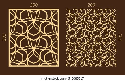 Laser cutting set. Woodcut vector trellis panel. Plywood lasercut eastern design. Hexagonal seamless pattern for printing, engraving, paper cutting. Stencil lattice ornament.