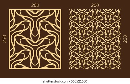 Laser cutting set. Woodcut vector trellis panel. Plywood lasercut eastern design. Hexagonal seamless pattern for printing, engraving, paper cutting. Stencil lattice ornament.