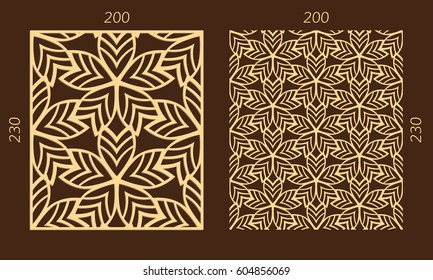 Laser cutting set. Woodcut vector trellis panel. Plywood lasercut eastern design. Hexagonal seamless pattern for printing, engraving, paper cutting. Stencil lattice ornament.