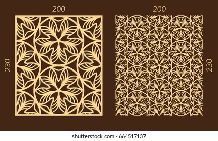 Laser cutting set. Woodcut vector trellis panel. Plywood lasercut eastern design. Hexagonal seamless pattern for printing, engraving, paper cutting. Stencil lattice ornament.