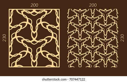 Laser cutting set. Woodcut vector trellis panel. Plywood lasercut eastern design. Hexagonal seamless pattern for printing, engraving, paper cutting. Stencil lattice ornament.