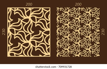 Laser cutting set. Woodcut vector trellis panel. Plywood lasercut eastern design. Hexagonal seamless pattern for printing, engraving, paper cutting. Stencil lattice ornament.