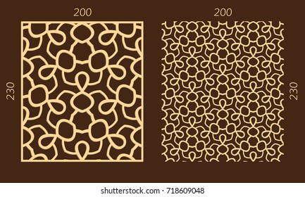 Laser cutting set. Woodcut vector trellis panel. Plywood lasercut eastern design. Hexagonal seamless pattern for printing, engraving, paper cutting. Stencil lattice ornament.