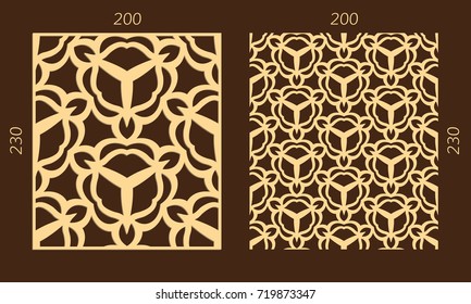 Laser cutting set. Woodcut vector trellis panel. Plywood lasercut eastern design. Hexagonal seamless pattern for printing, engraving, paper cutting. Stencil lattice ornament.