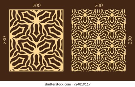 Laser cutting set. Woodcut vector trellis panel. Plywood lasercut eastern design. Hexagonal seamless pattern for printing, engraving, paper cutting. Stencil lattice ornament.
