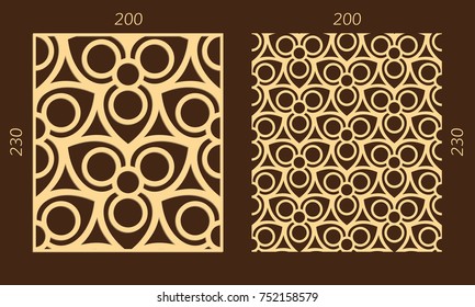 Laser cutting set. Woodcut vector trellis panel. Plywood lasercut eastern design. Hexagonal seamless pattern for printing, engraving, paper cutting. Stencil lattice ornament.