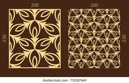 Laser cutting set. Woodcut vector trellis panel. Plywood lasercut eastern design. Hexagonal seamless pattern for printing, engraving, paper cutting. Stencil lattice ornament.