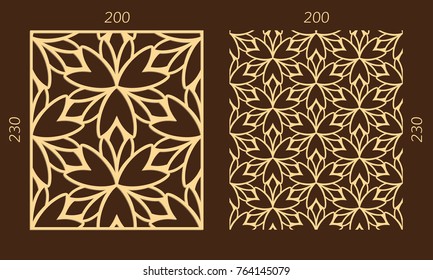 Laser cutting set. Woodcut vector trellis panel. Plywood lasercut eastern design. Hexagonal seamless pattern for printing, engraving, paper cutting. Stencil lattice ornament.