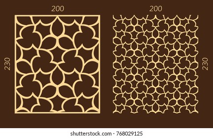Laser cutting set. Woodcut vector trellis panel. Plywood lasercut eastern design. Hexagonal seamless pattern for printing, engraving, paper cutting. Stencil lattice ornament.