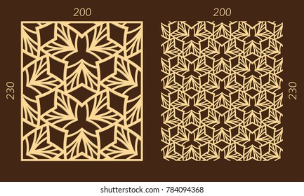 Laser cutting set. Woodcut vector trellis panel. Plywood lasercut eastern design. seamless pattern for printing, engraving, paper cutting. Stencil lattice ornament.